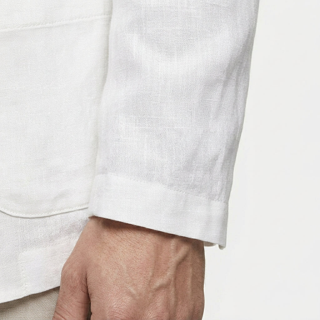 Men's Notched Lapel Structured Fit Linen Blend Blazer