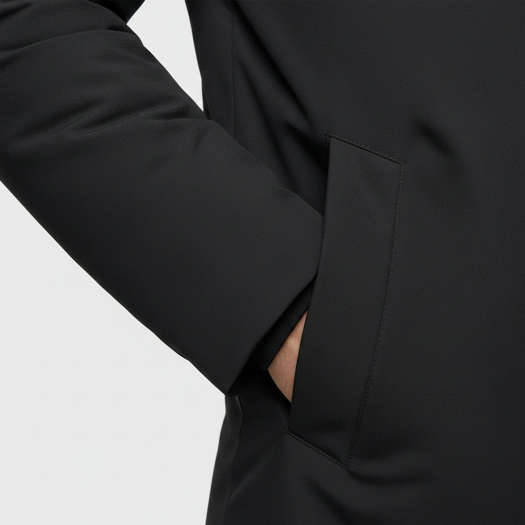Manteau Matelassé Mi-Long à Capuche Zip Moderne pour Homme
