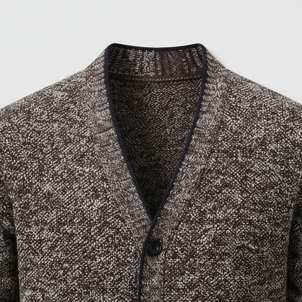 Cardigan Col V Boutonné Doublure à Carreaux pour Homme