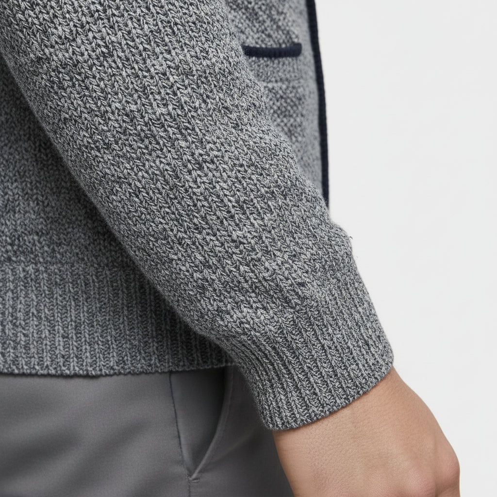 Cardigan Col V Boutonné Doublure à Carreaux pour Homme