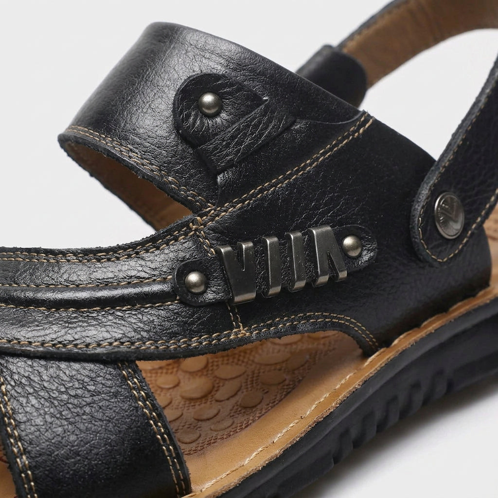 Sandales Cuir Brides Croisées Bout Ouvert pour Homme