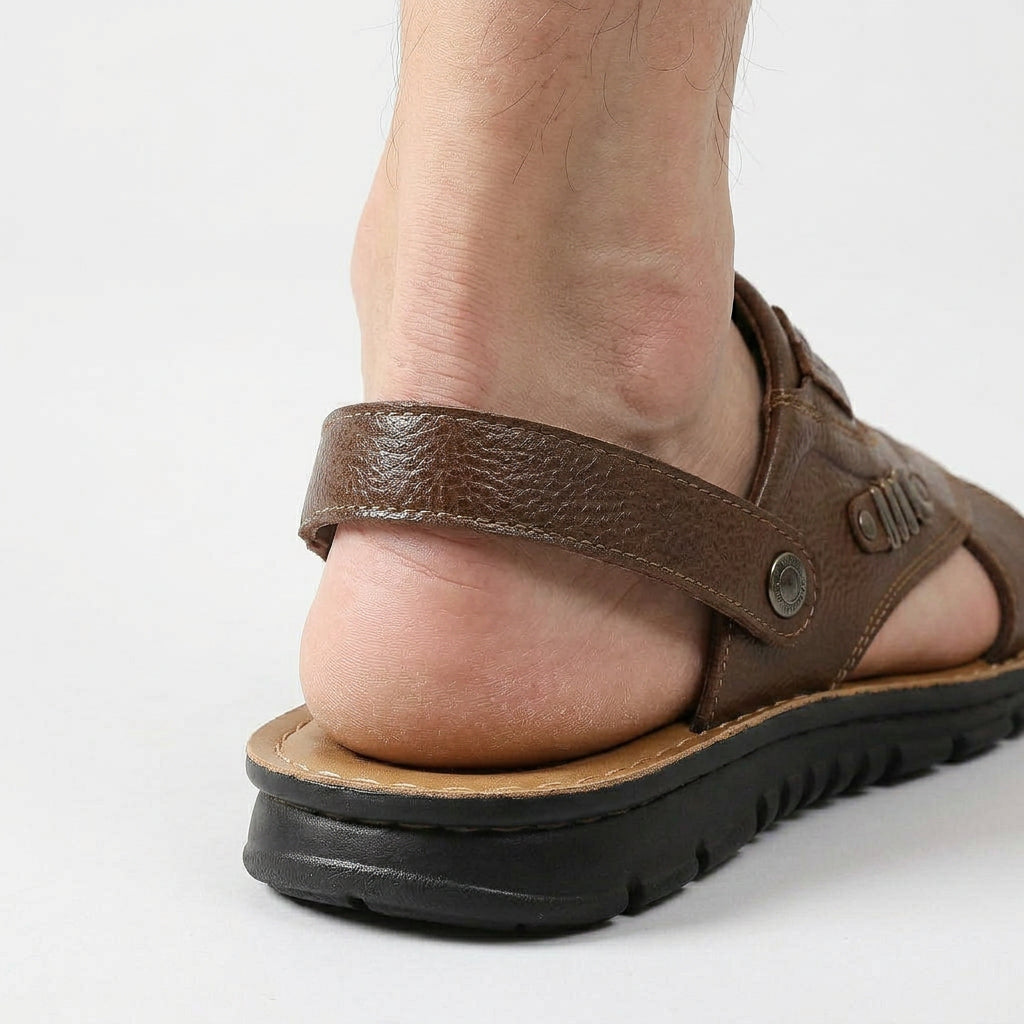Sandales Cuir Brides Croisées Bout Ouvert pour Homme