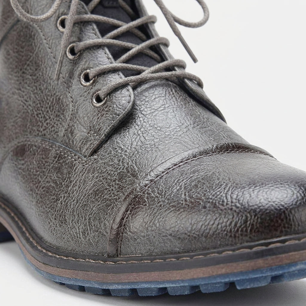 Bottines Cuir Lacées Style Vintage pour Homme