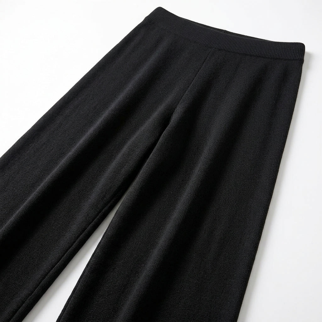 Ensemble Maille Pull Col Roulé et Pantalon Large pour Femme