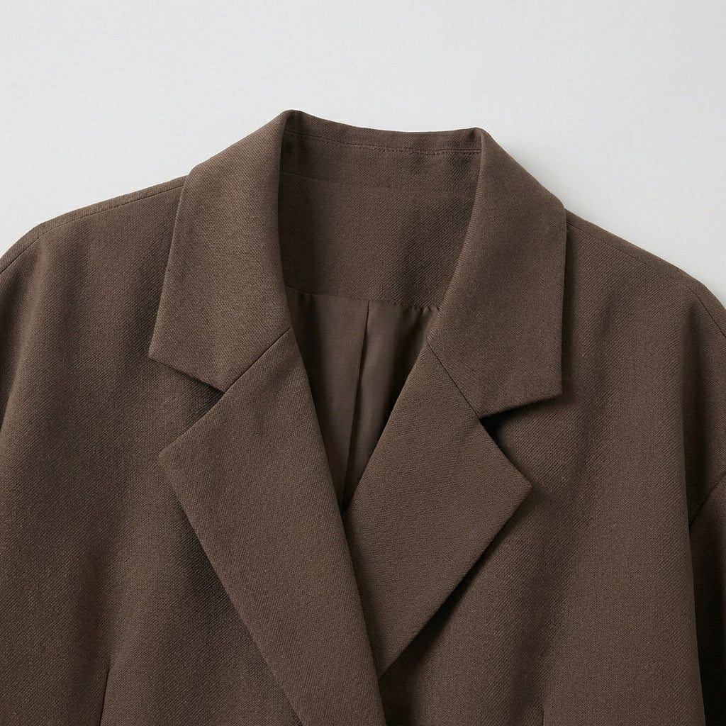 Blazer Double Boutonnage Coupe Ample Épaules Structurées pour Femme