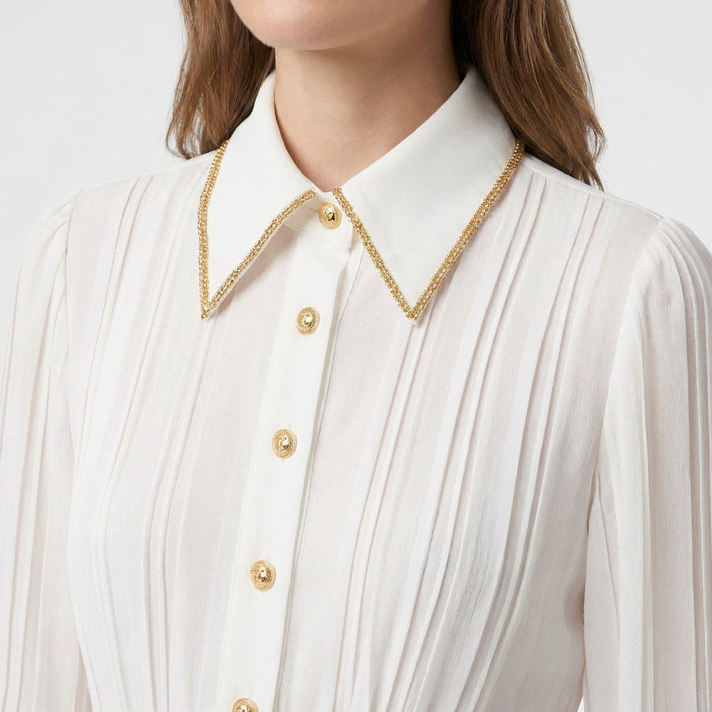 Blouse Plissée Col Lavallière Coupe Fluide pour Femme