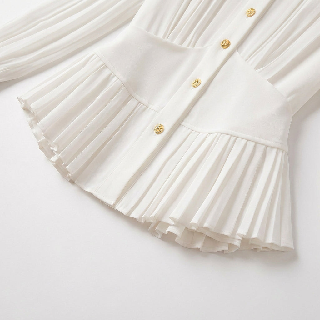 Blouse Plissée Col Lavallière Coupe Fluide pour Femme