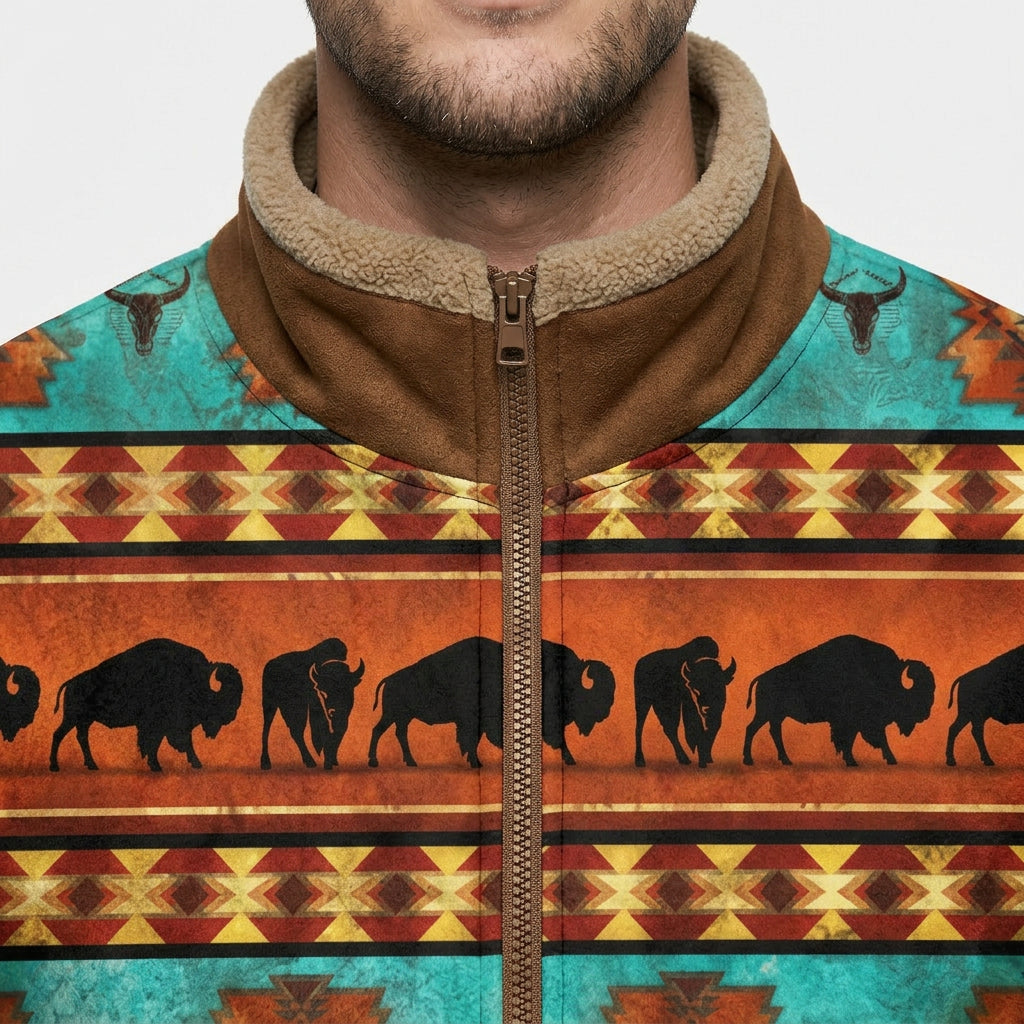 Veste Western Doublure Polaire Motifs Ethniques pour Homme
