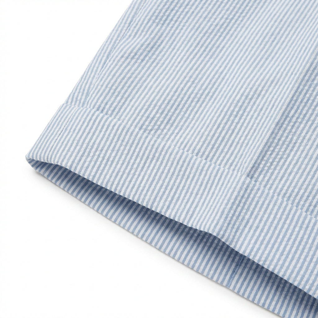 Short Chino Seersucker Taille Haute Plis Marqués pour Homme