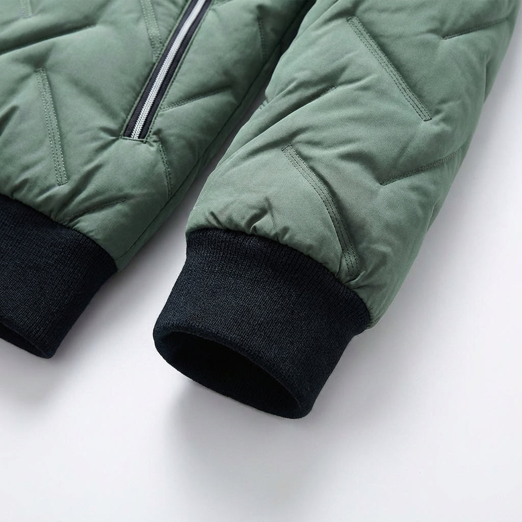 Veste Bomber Matelassée Col Montant Poches Zippées pour Homme