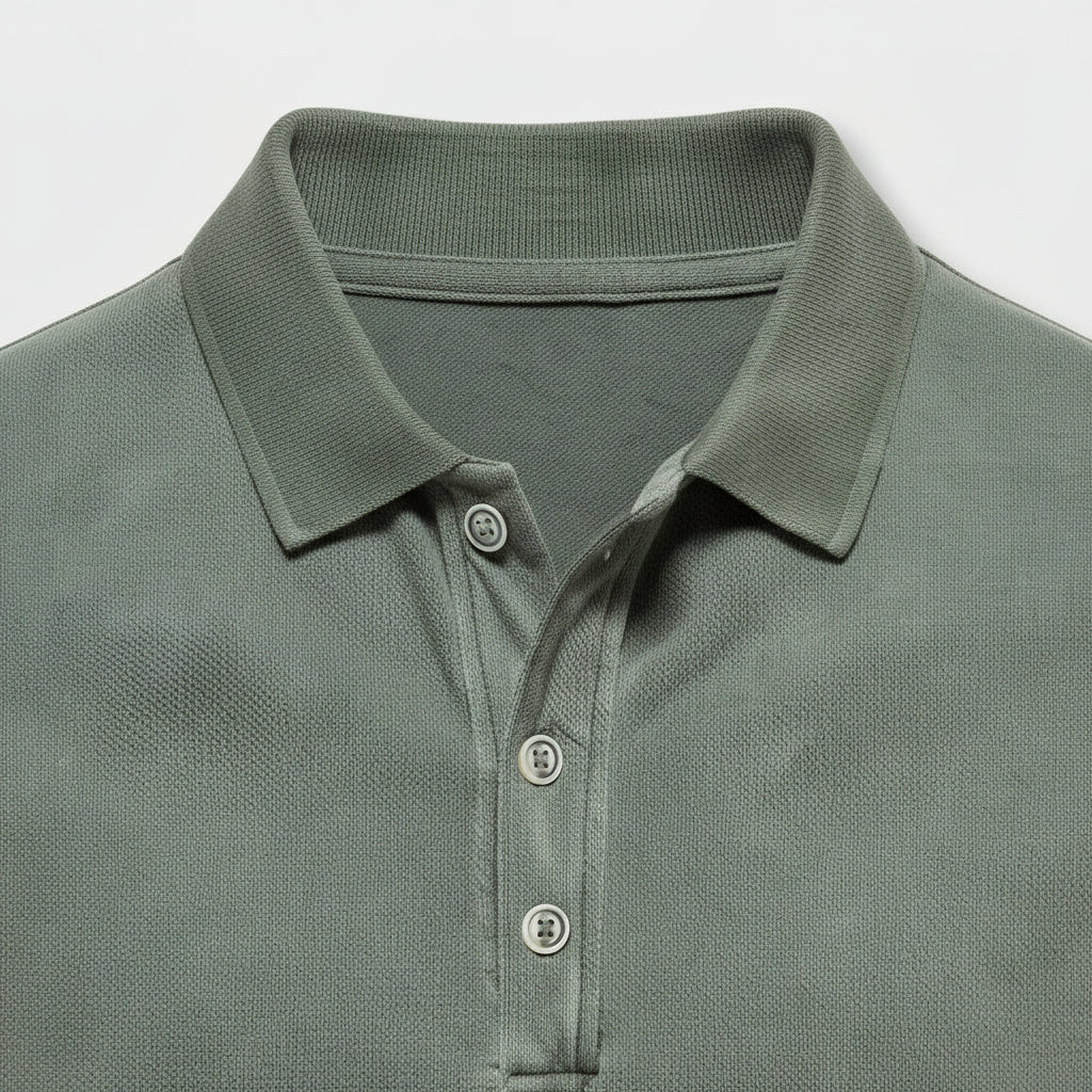 Polo Slim Patte Boutonnée Col Classique pour Homme