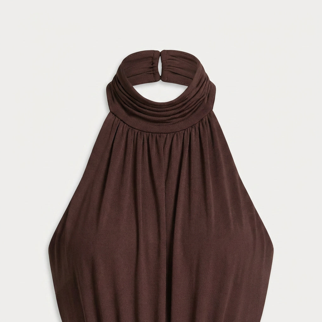 Robe Maxi Col Roulé Coupe Ajustée pour Femme