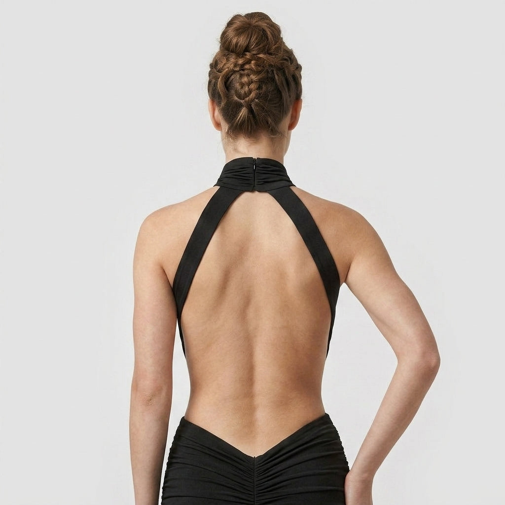 Robe Maxi Col Roulé Coupe Ajustée pour Femme