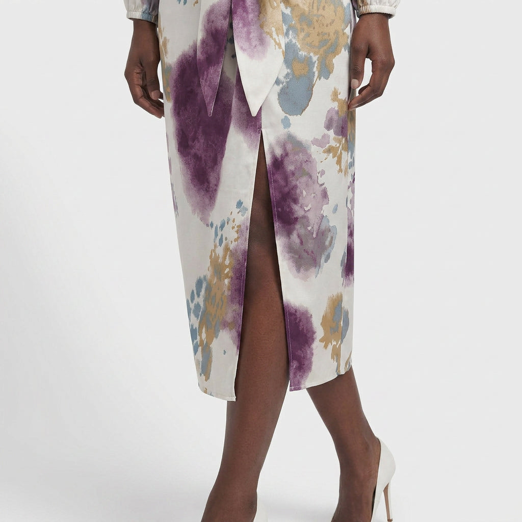 Ensemble Blouse Jupe Midi Coupe Coordinée pour Femme