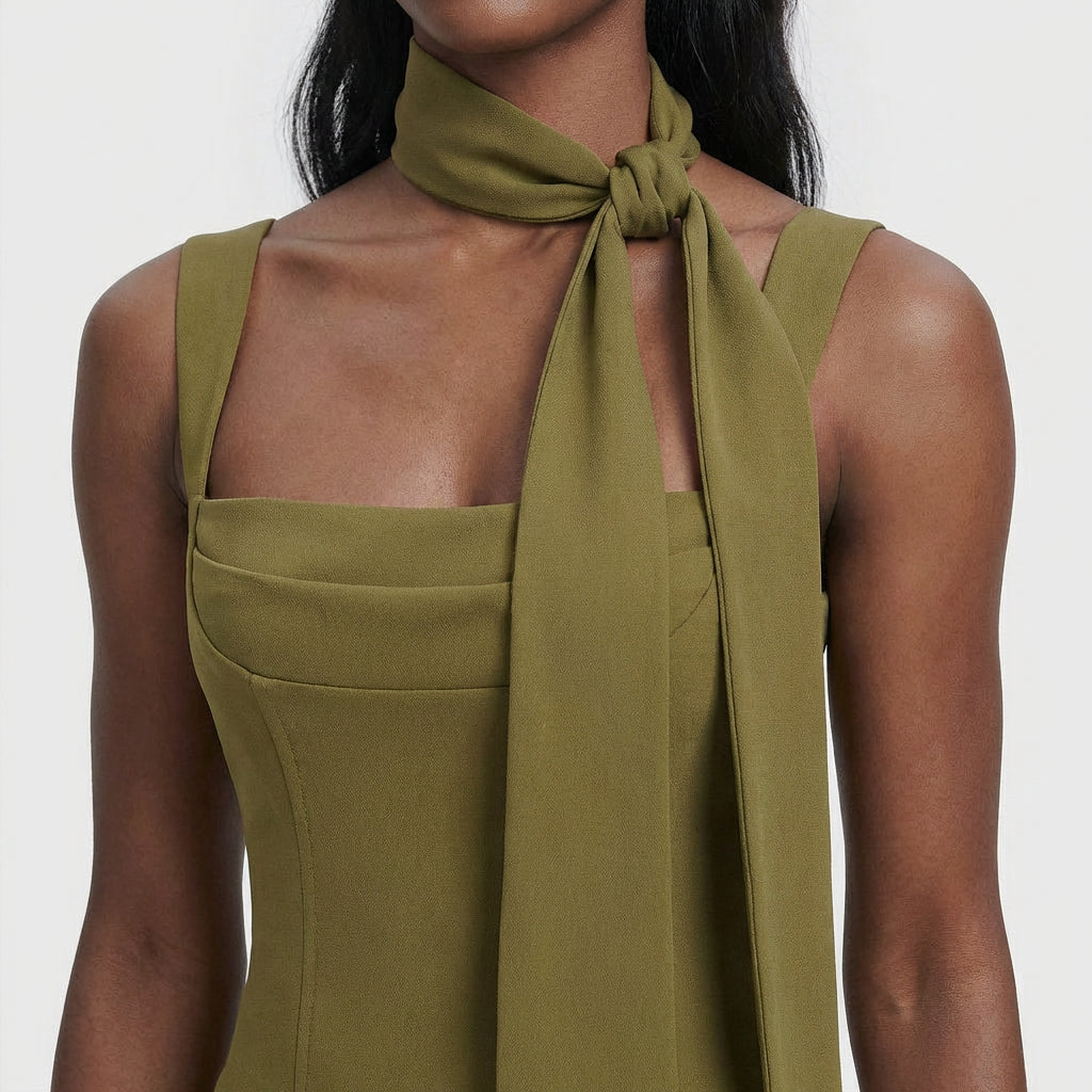 Robe Midi Asymétrique Coupe Fluide pour Femme
