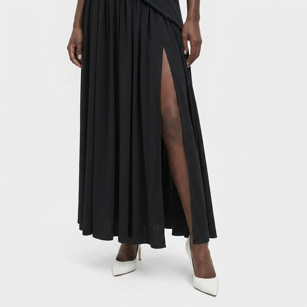Robe Midi Asymétrique Coupe Fluide pour Femme