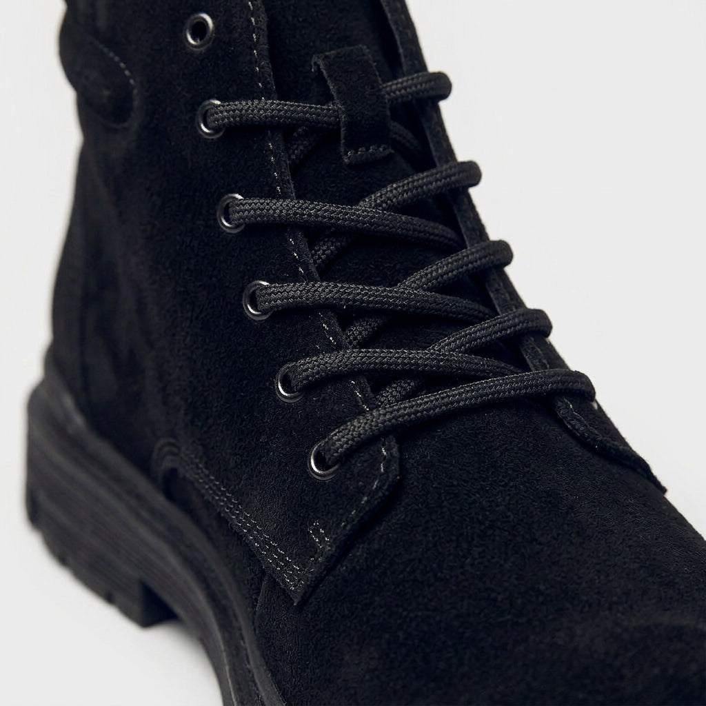 Men's Suede Lace-Up Ankle Boots Soft Leather Classic Construction
