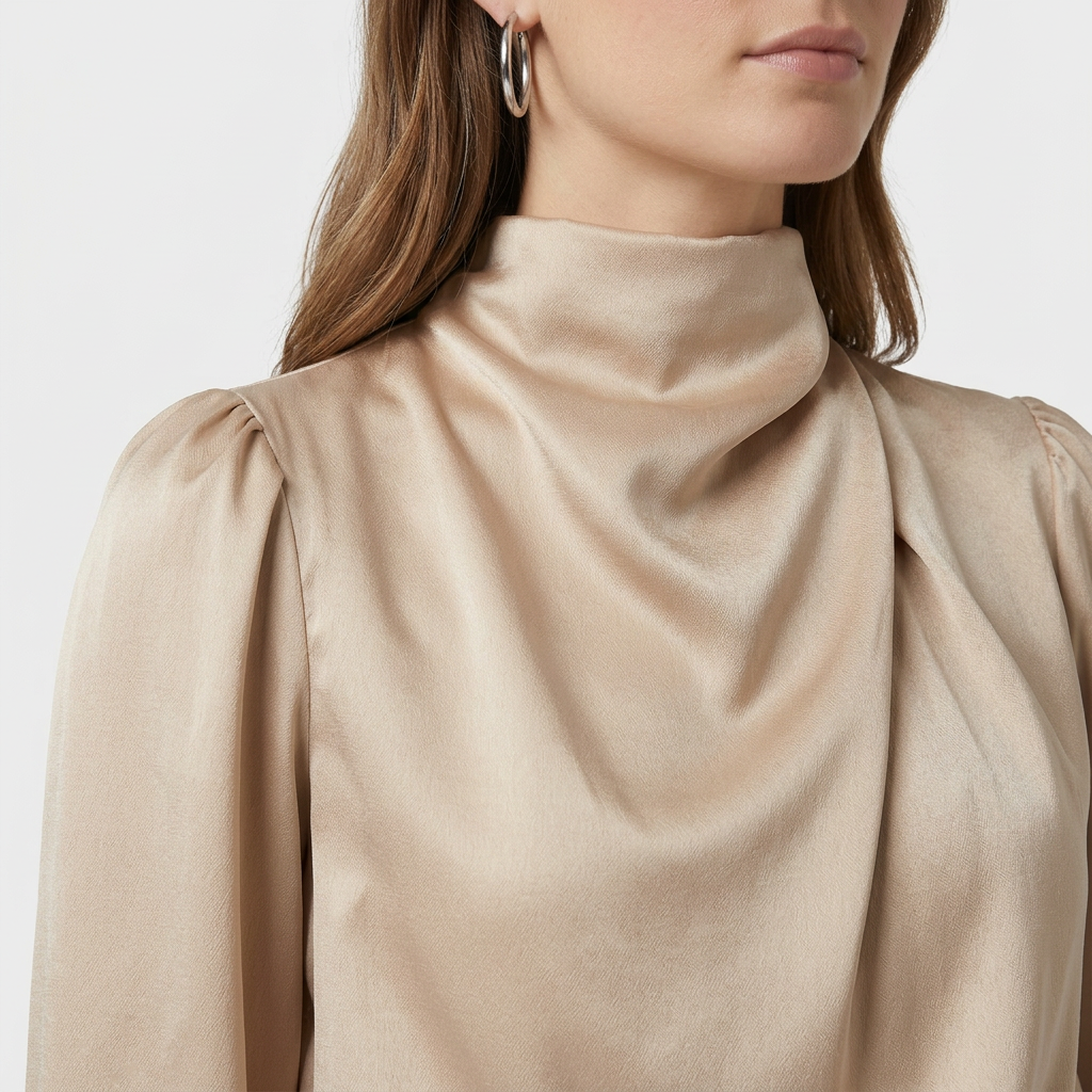 Robe Midi Col Montant Coupe Ajustée pour Femme