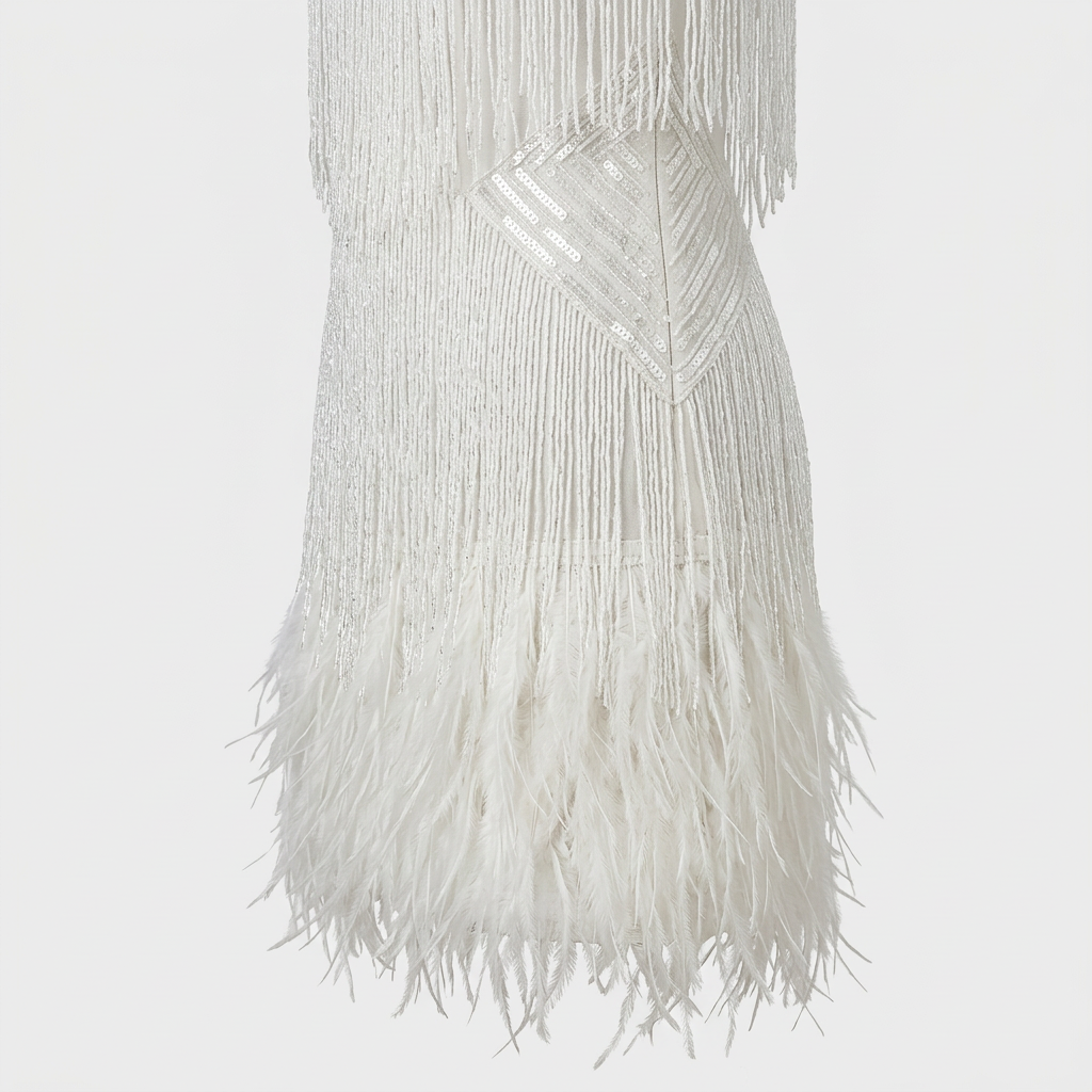 Robe Mini Ornée Plumes Silhouette Sculptée pour Femme