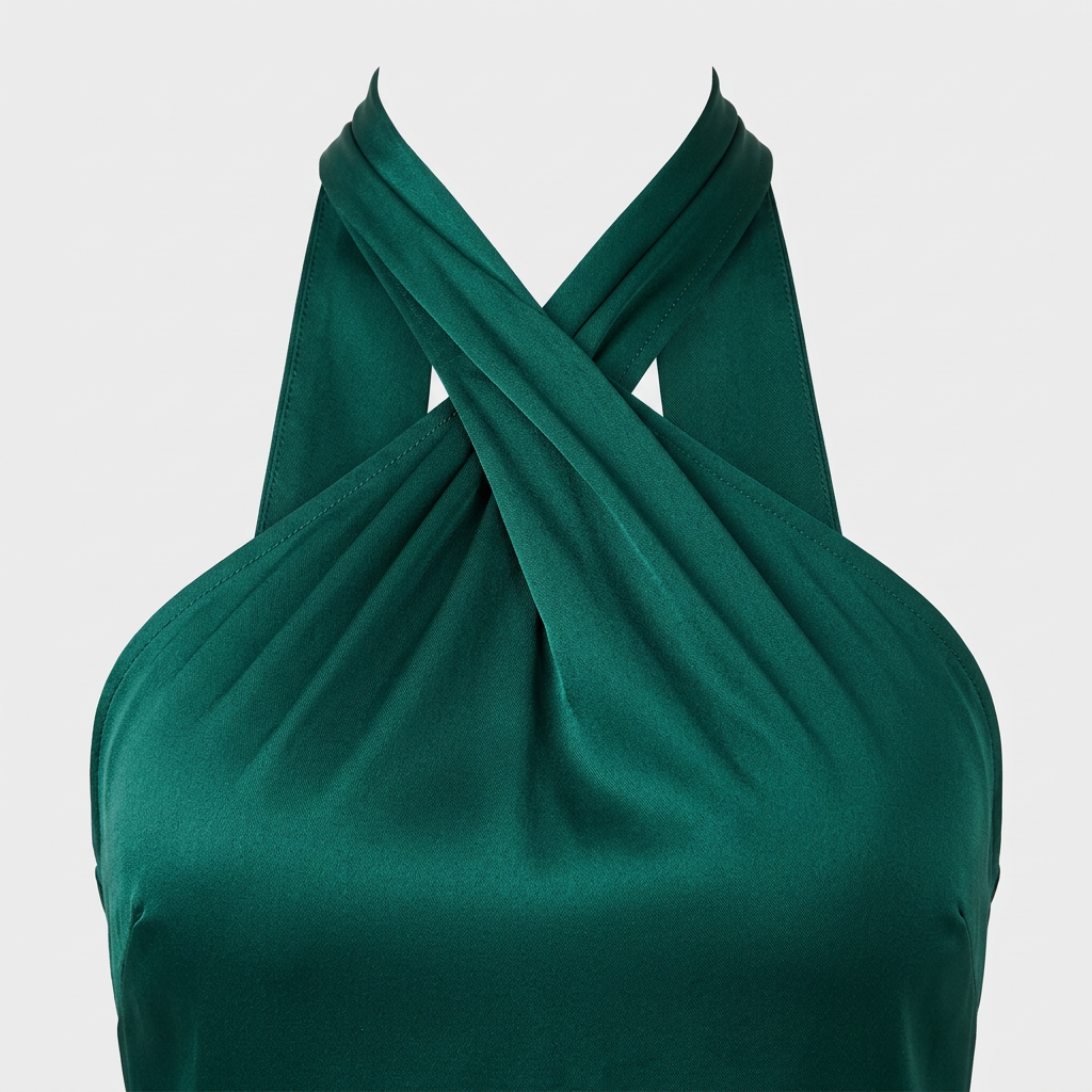 Robe Maxi Dos Nu Coupe Sirène Col Licou pour Femme