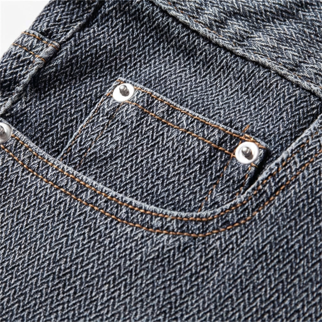 Men's Textured Rolled Hem Zip Fly Denim Shorts