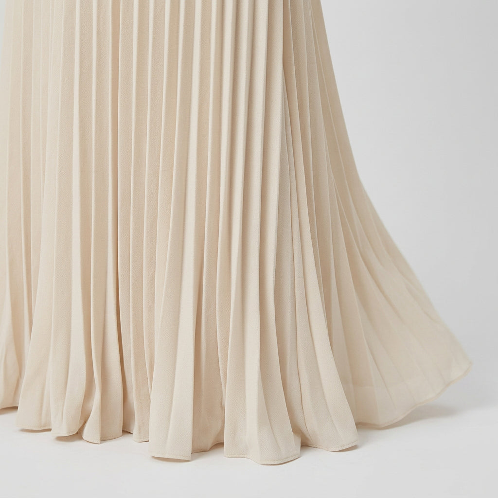 Women's Cape Overlay Pleated Maxi Dress