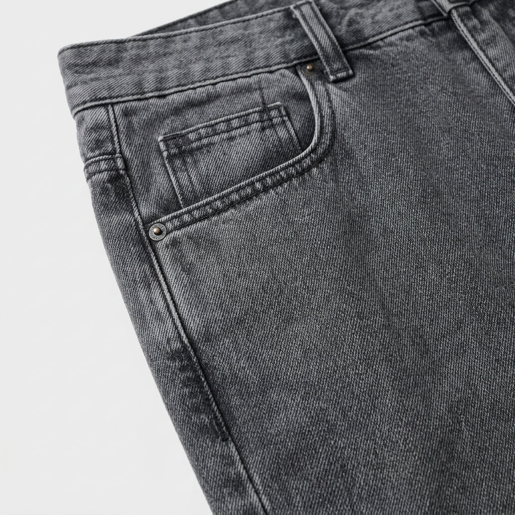 Men's High Waist Straight Leg Wide Denim Jeans