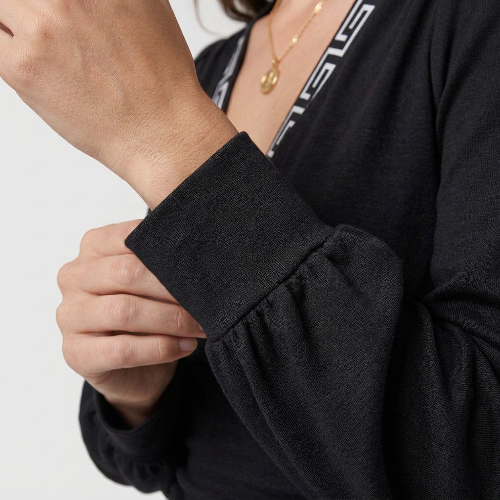 Blouse Col V Profond Taille Froncée pour Femme