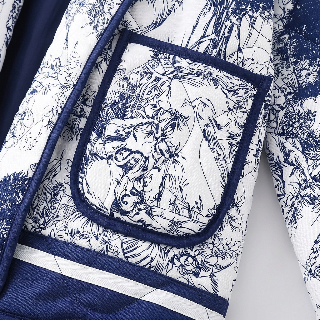 Veste Matelassée Fleurie Coupe Légère pour Femme