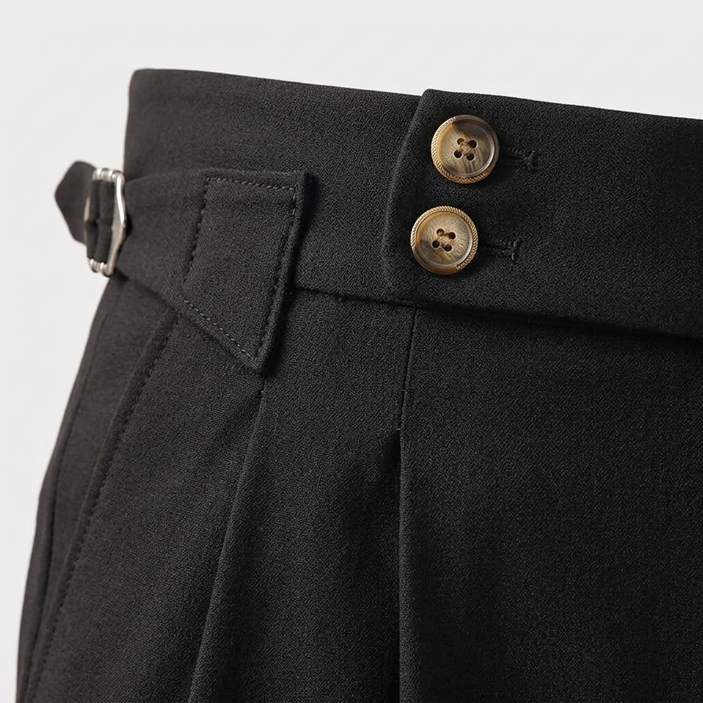 Pantalon Taille Haute Boucle Latérale Coupe Ajustée pour Homme