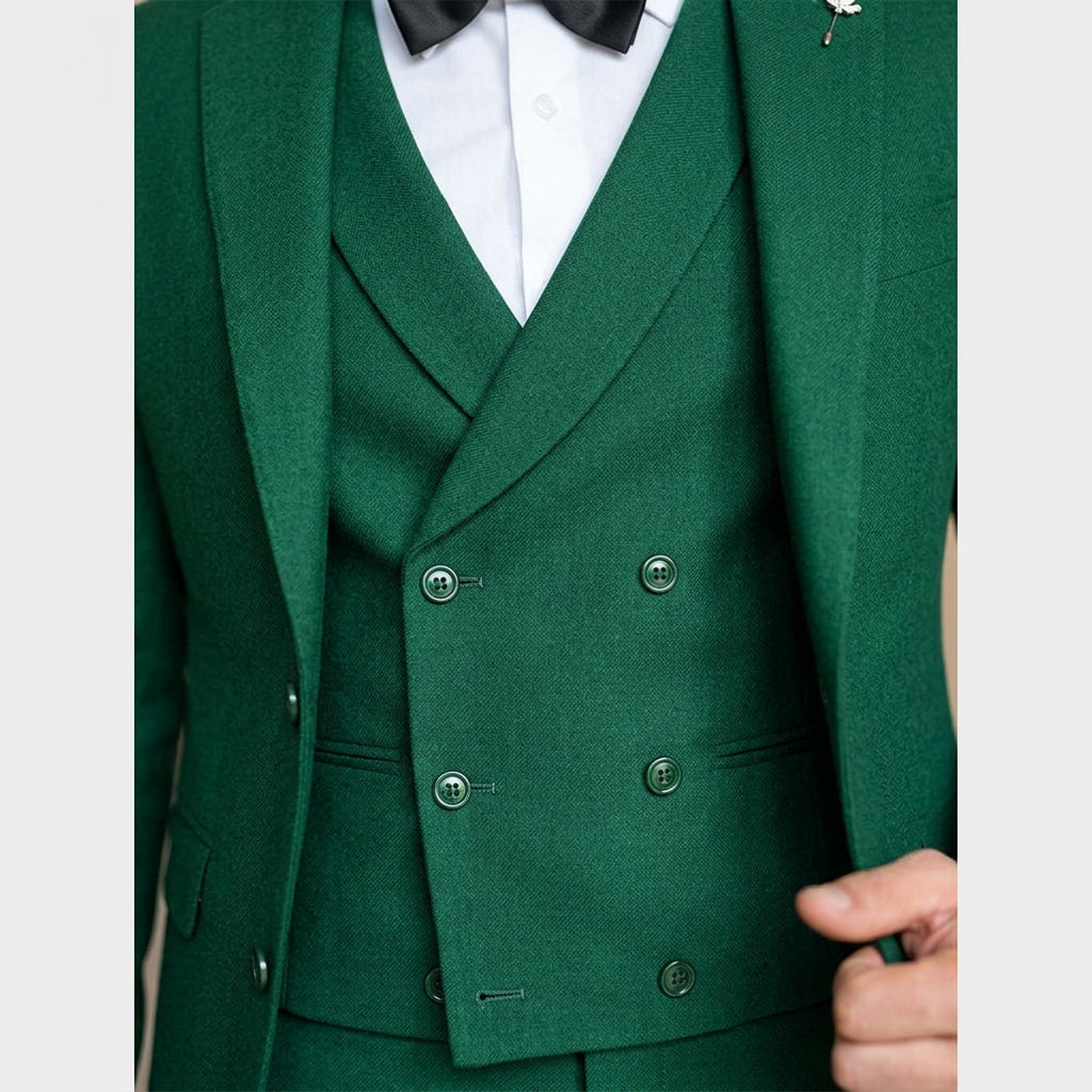 Costume Trois Pièces Blazer Simple Boutonnage Gilet Croisé pour Homme