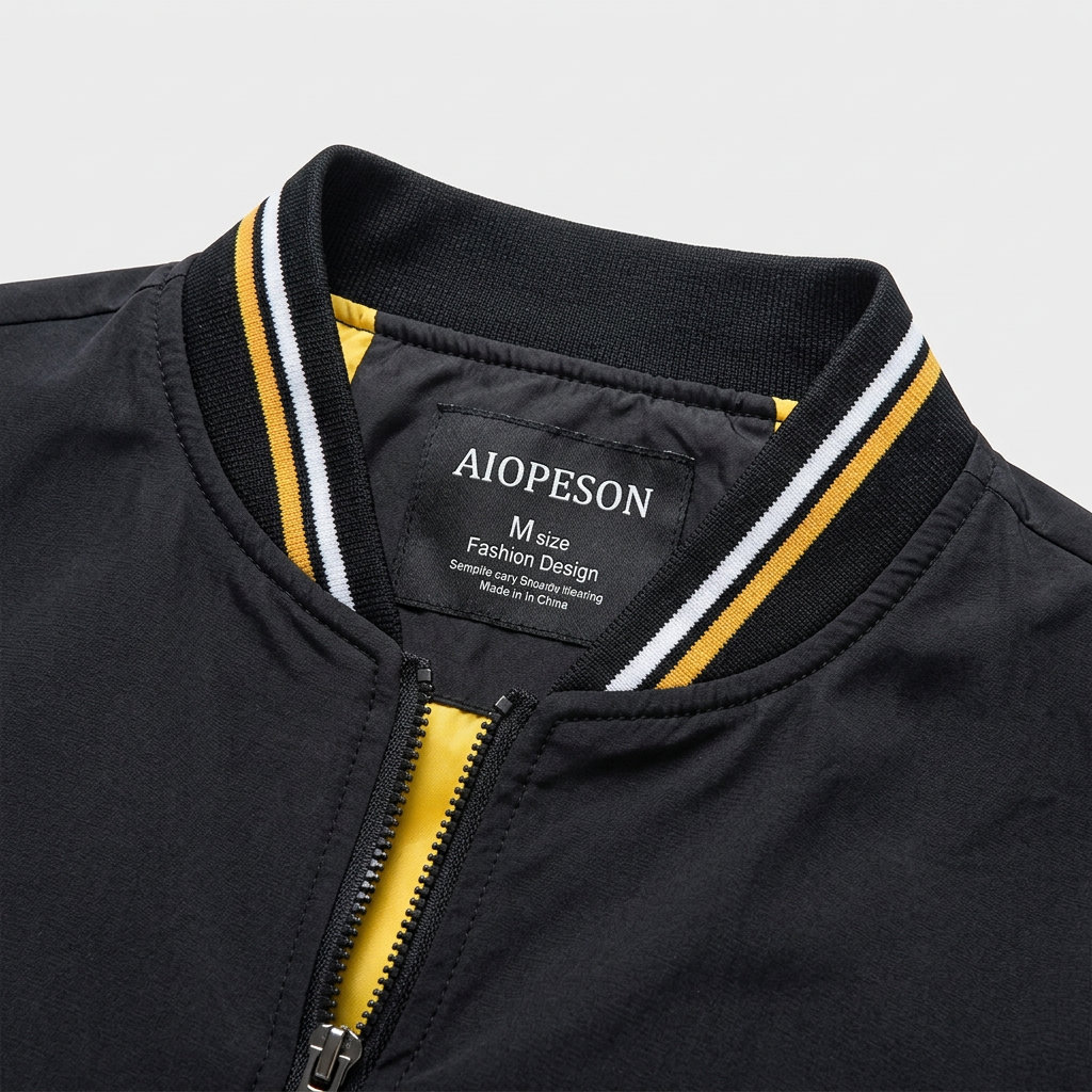 Veste Bomber Zippée Finitions Côtelées pour Homme