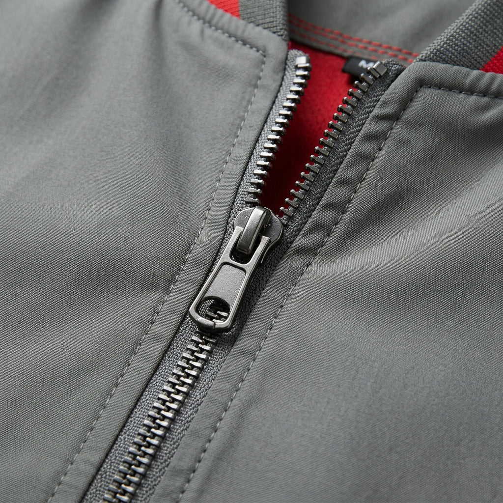 Veste Bomber Zippée Finitions Côtelées pour Homme