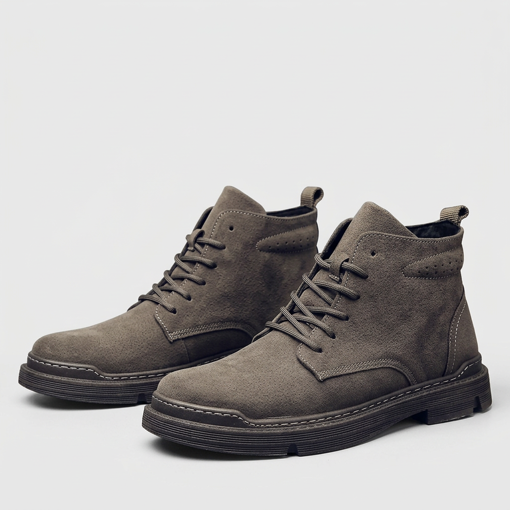 Men's Suede Lace-Up Ankle Boots Soft Leather Classic Construction