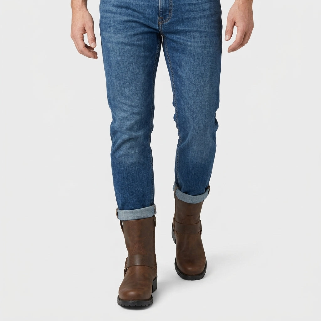 Bottines Cuir Bride Cheville Talon Bloc pour Homme