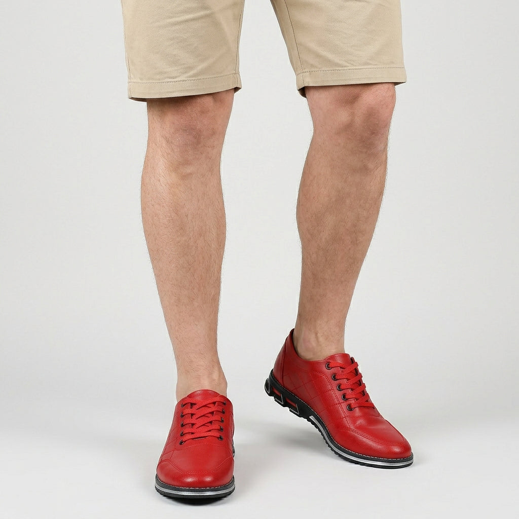 Men's Casual Lace-Up Shoes with Quilted Details and Sport Sole