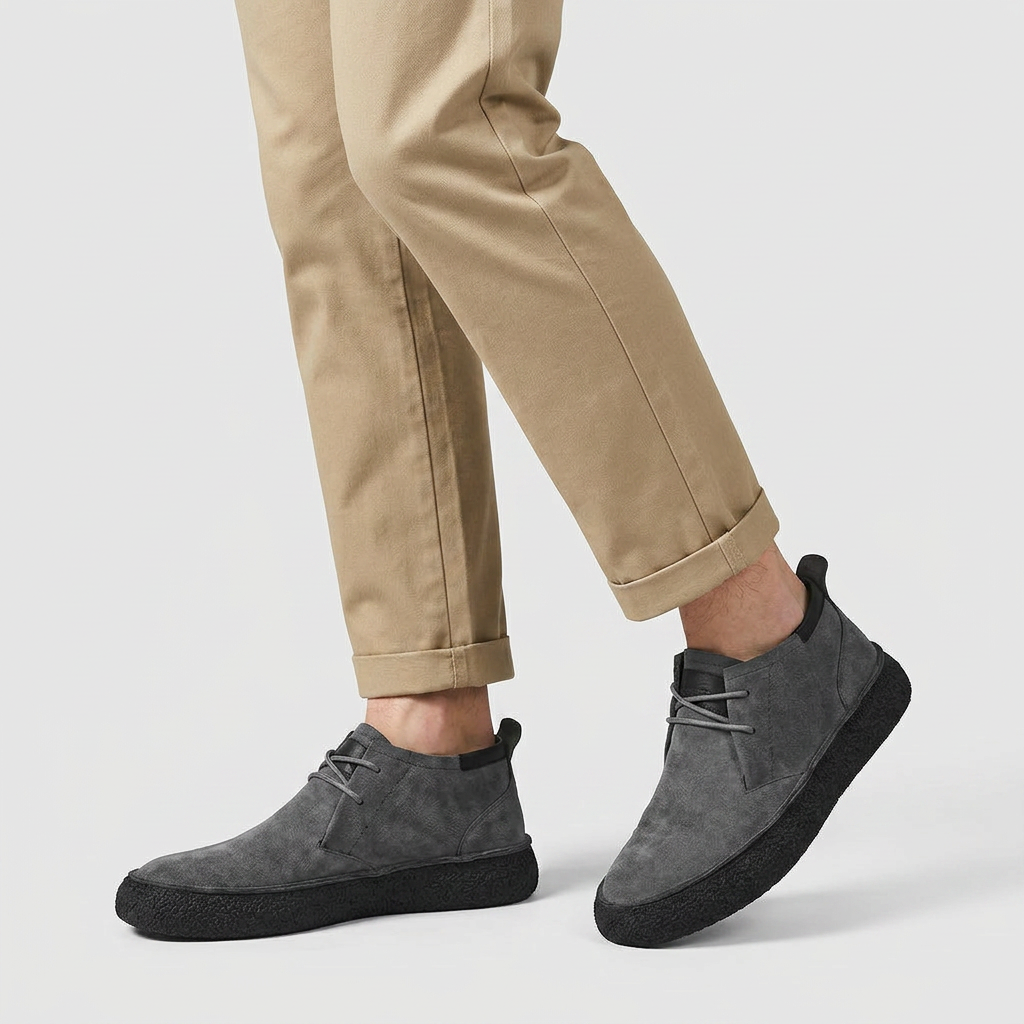 Women's Mid-Top Lace-Up Moccasins with Textured Sole and Structured Upper