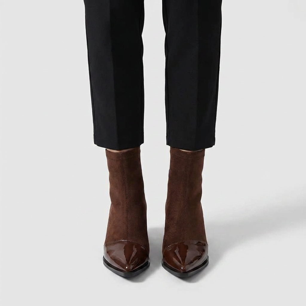 Bottines Daim Bout Pointu Talon Bloc pour Femme