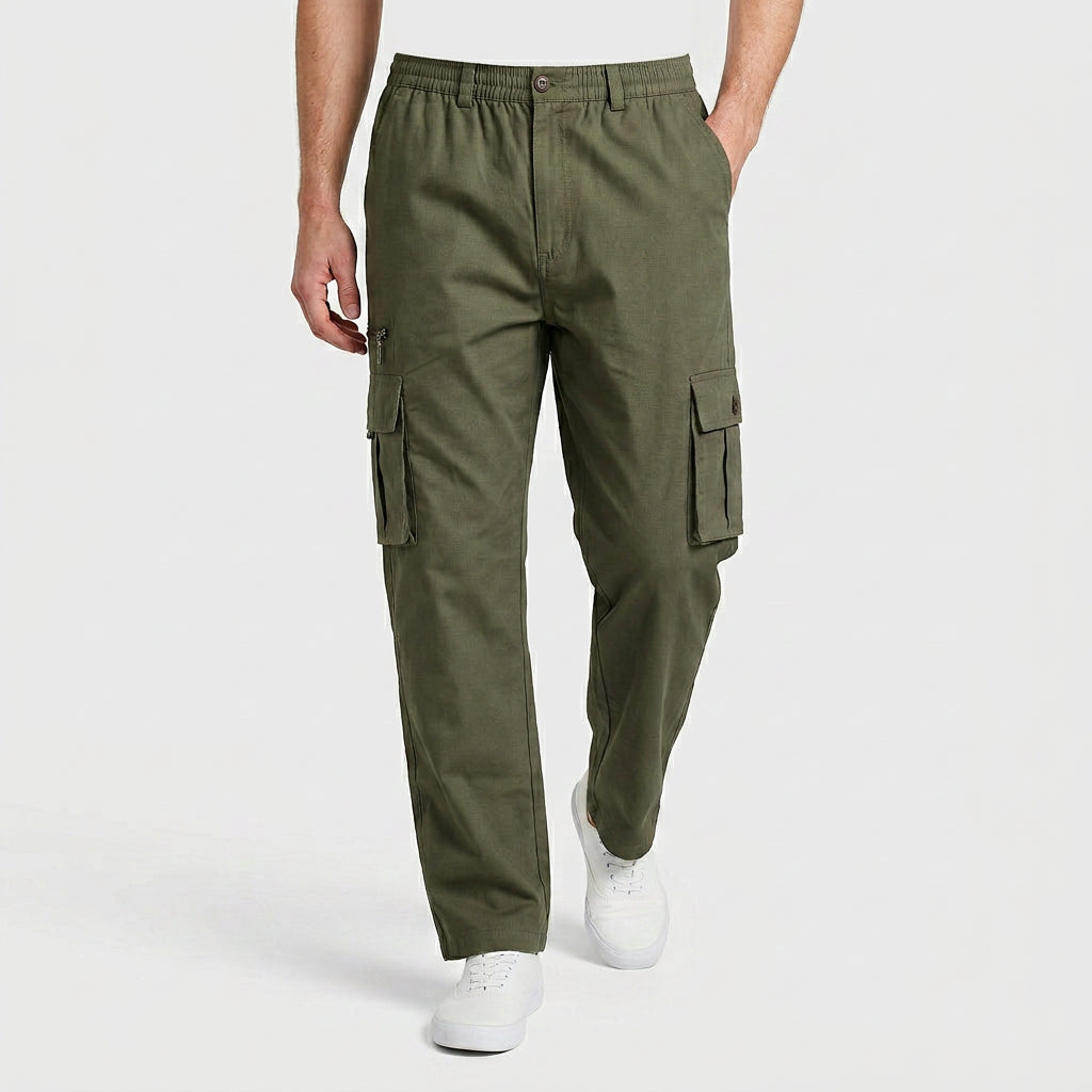 Pantalon Cargo Taille Élastique Coupe Droite pour Homme