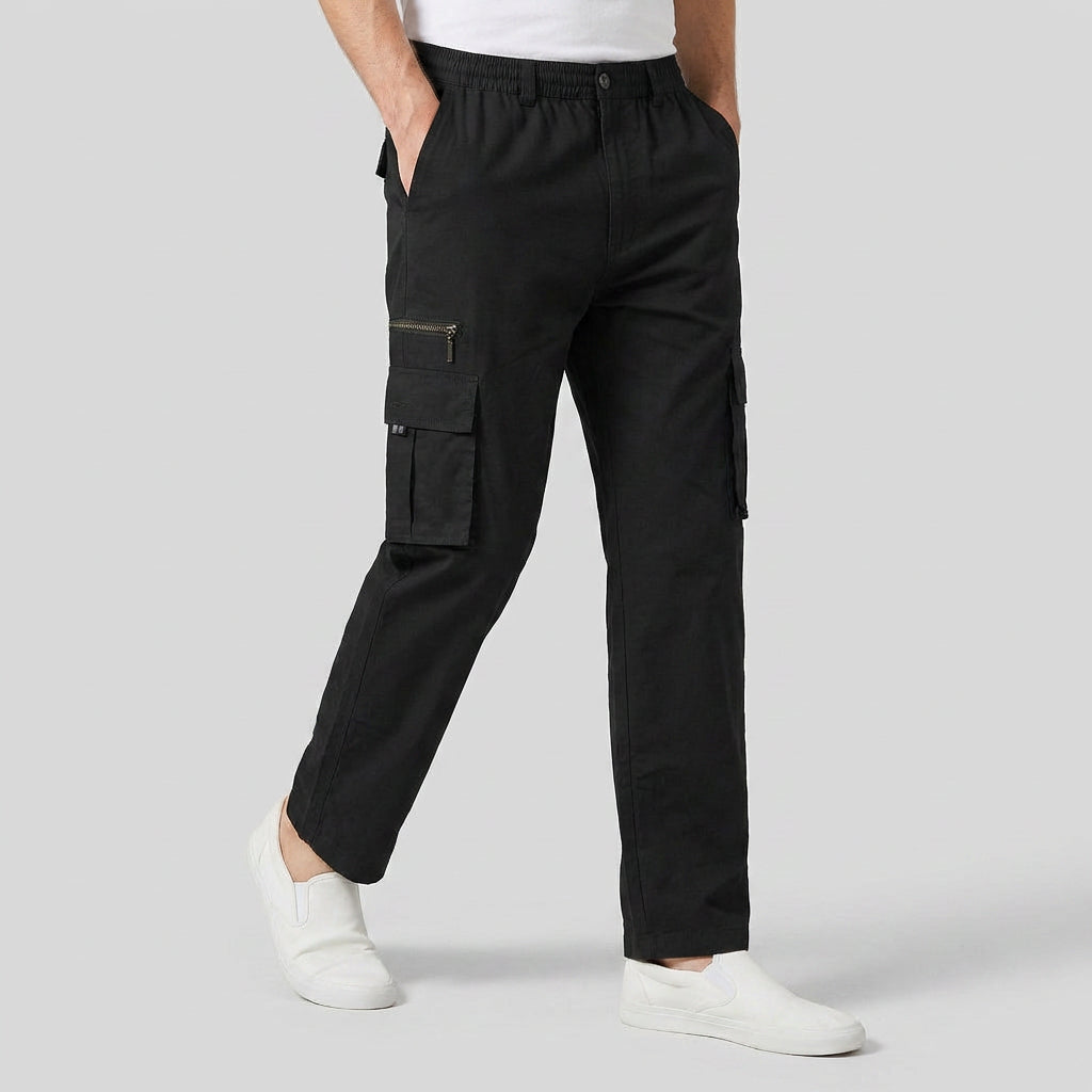 Pantalon Cargo Taille Élastique Coupe Droite pour Homme