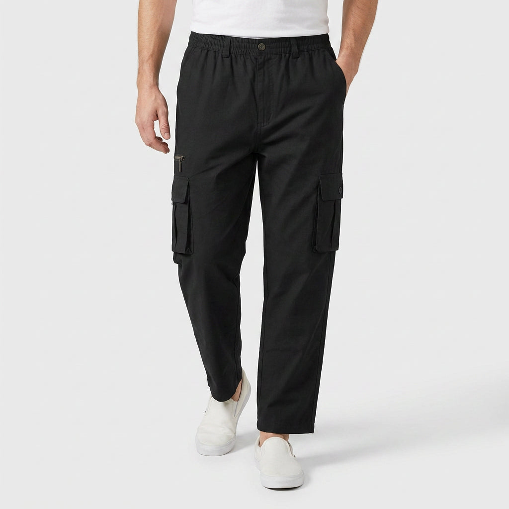 Pantalon Cargo Taille Élastique Coupe Droite pour Homme