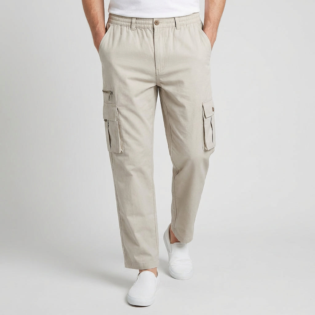 Pantalon Cargo Taille Élastique Coupe Droite pour Homme
