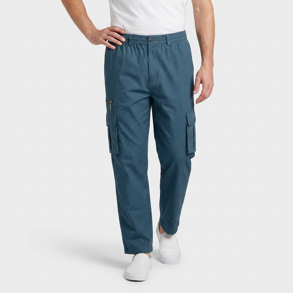 Pantalon Cargo Taille Élastique Coupe Droite pour Homme