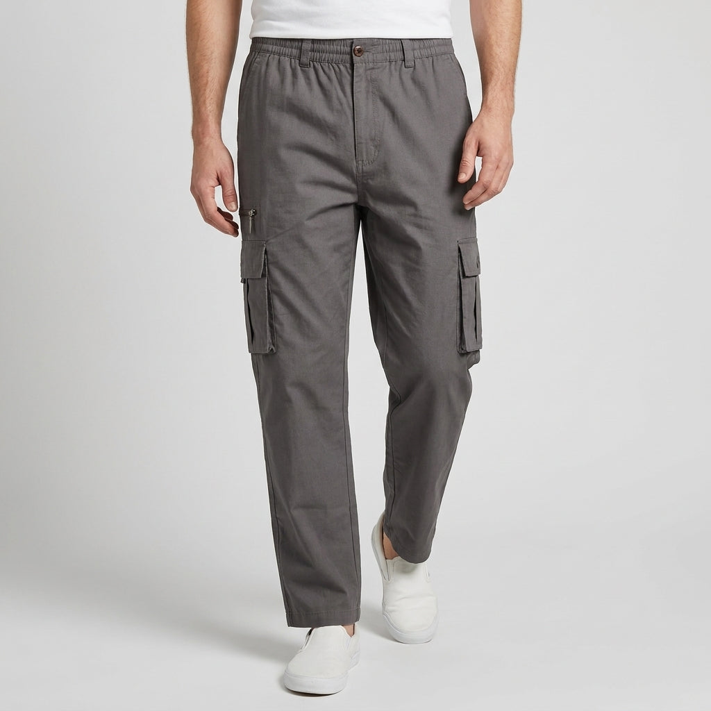 Pantalon Cargo Taille Élastique Coupe Droite pour Homme
