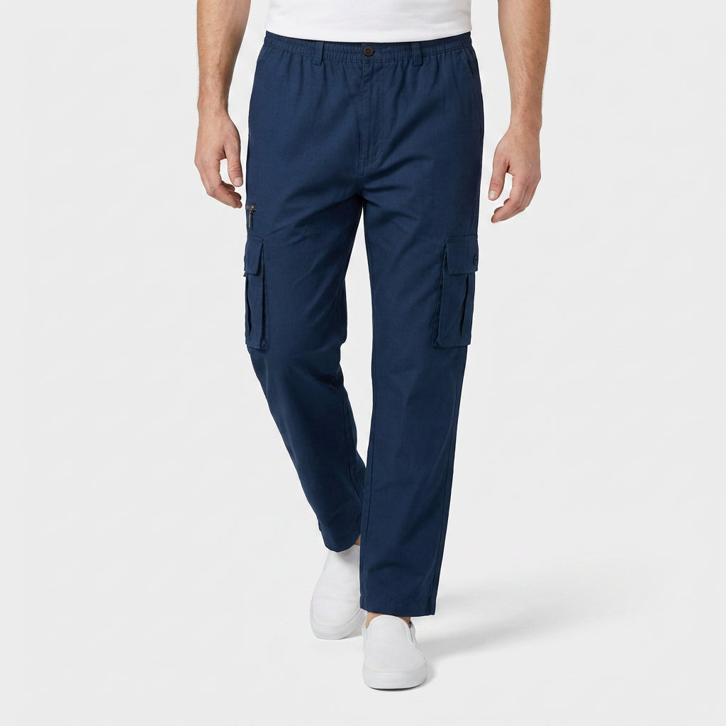 Pantalon Cargo Taille Élastique Coupe Droite pour Homme