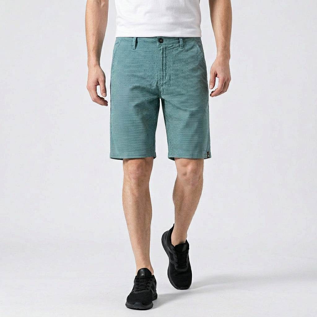 Short Chino Texturé Motif Carreaux Longueur Genou pour Homme