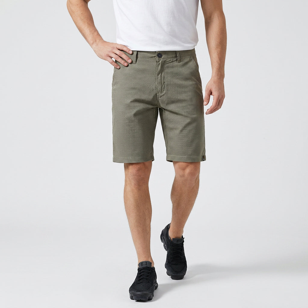 Short Chino Texturé Motif Carreaux Longueur Genou pour Homme