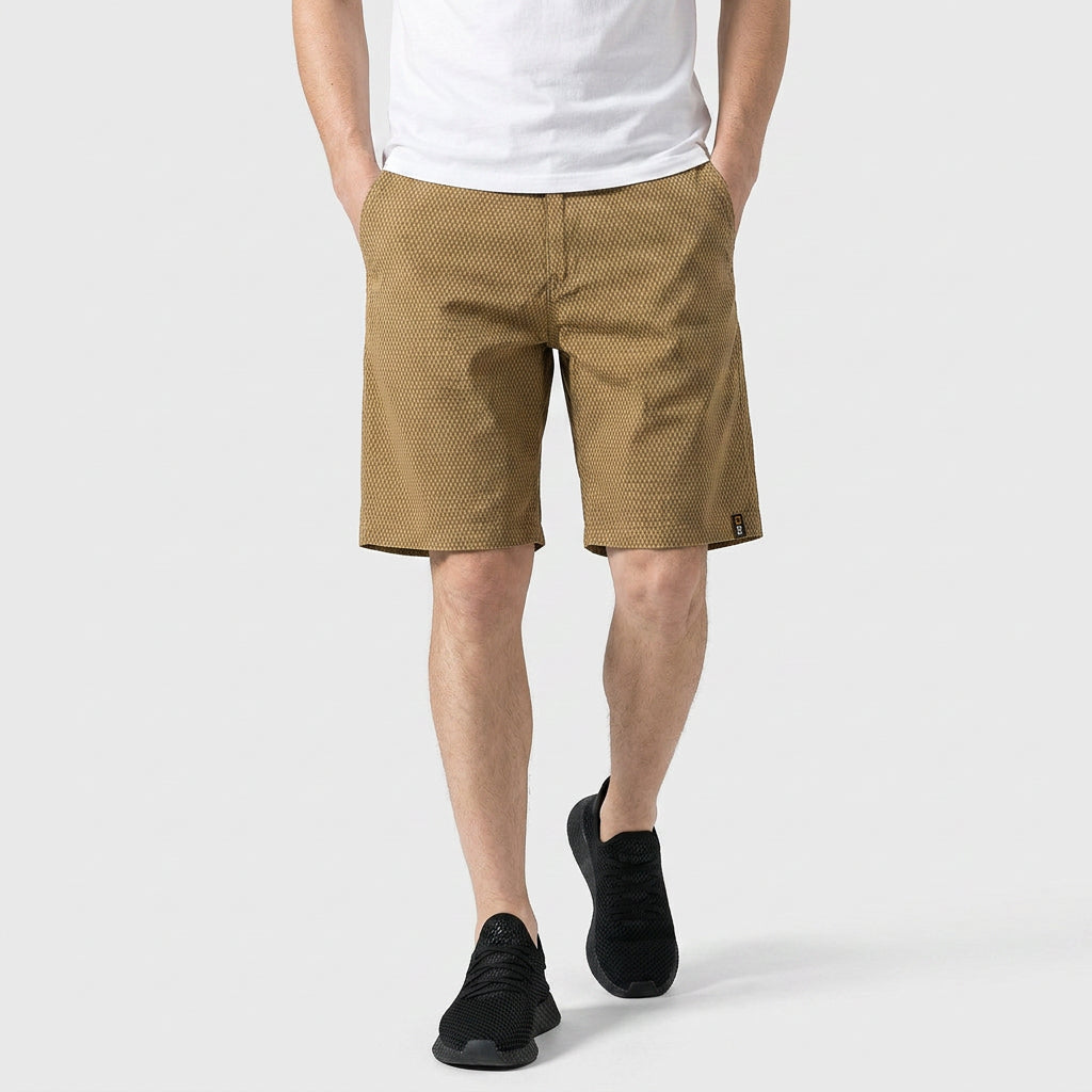 Short Chino Texturé Motif Carreaux Longueur Genou pour Homme
