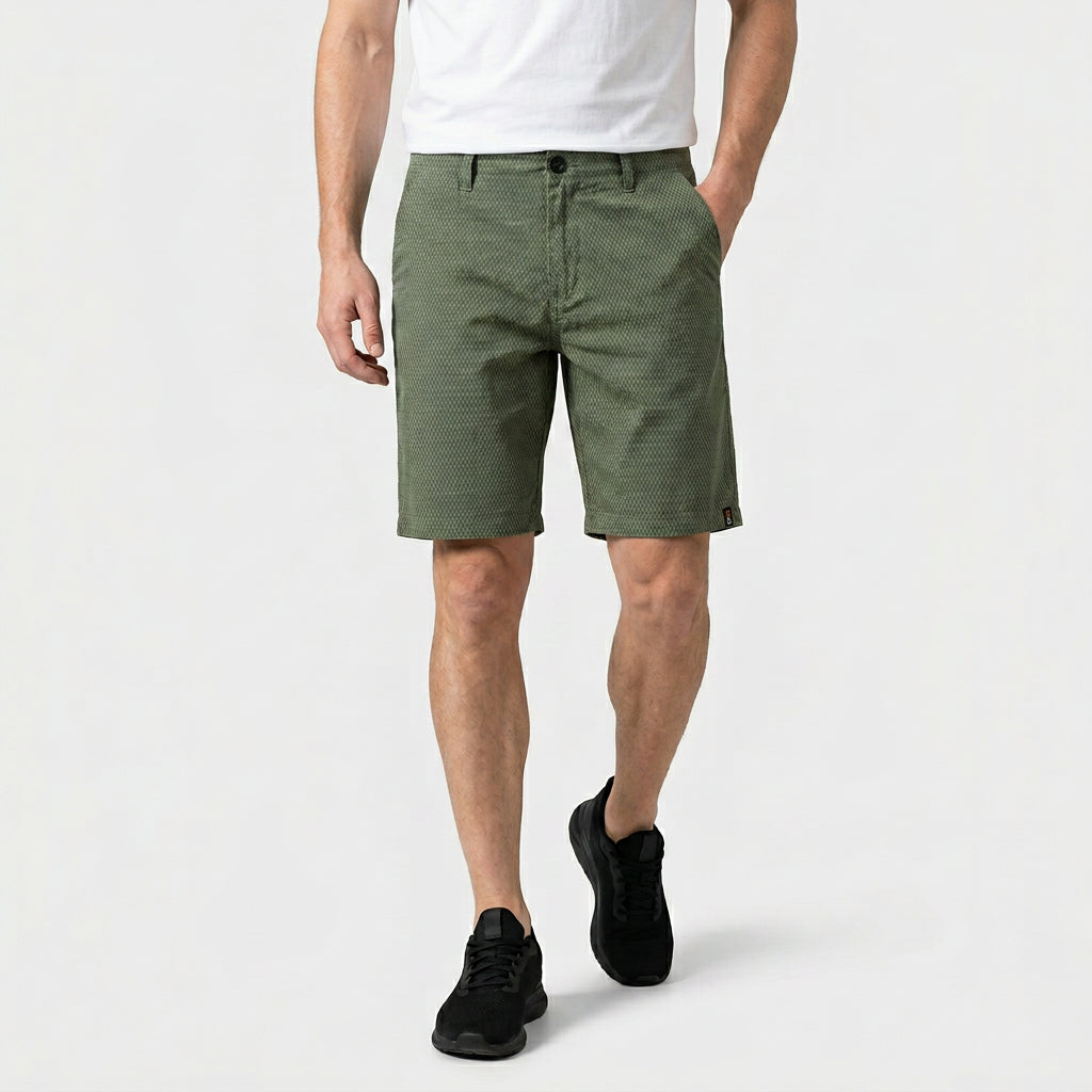 Short Chino Texturé Motif Carreaux Longueur Genou pour Homme