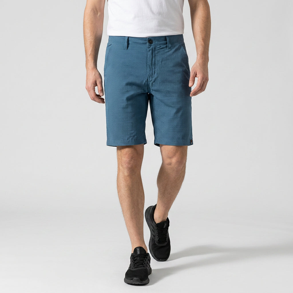 Short Chino Texturé Motif Carreaux Longueur Genou pour Homme